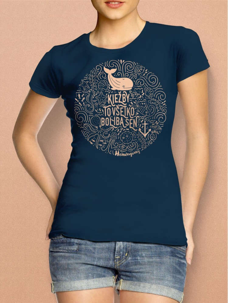 Hemingway tričko dámske modré